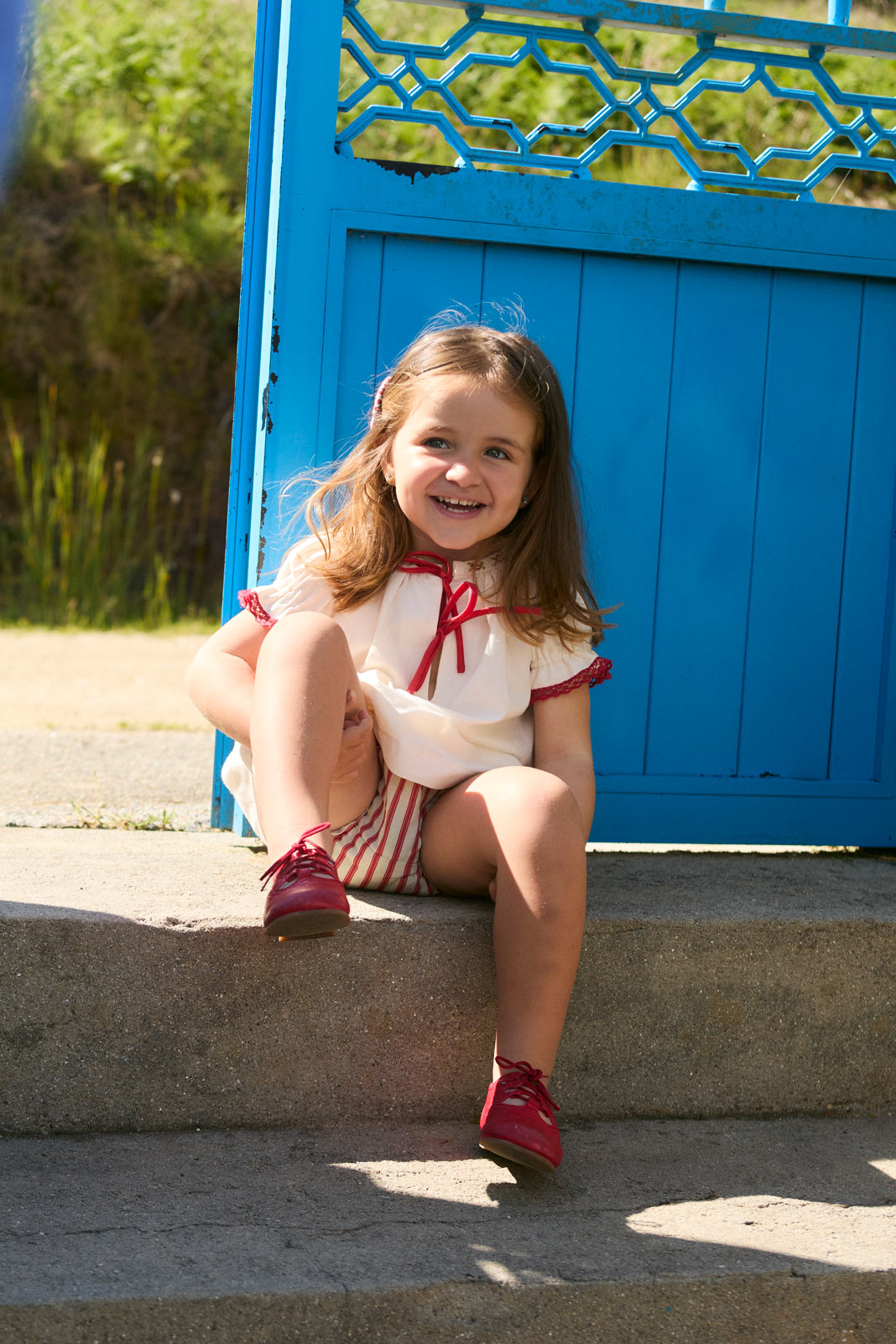 Red stripes blouse and bloomer set baby