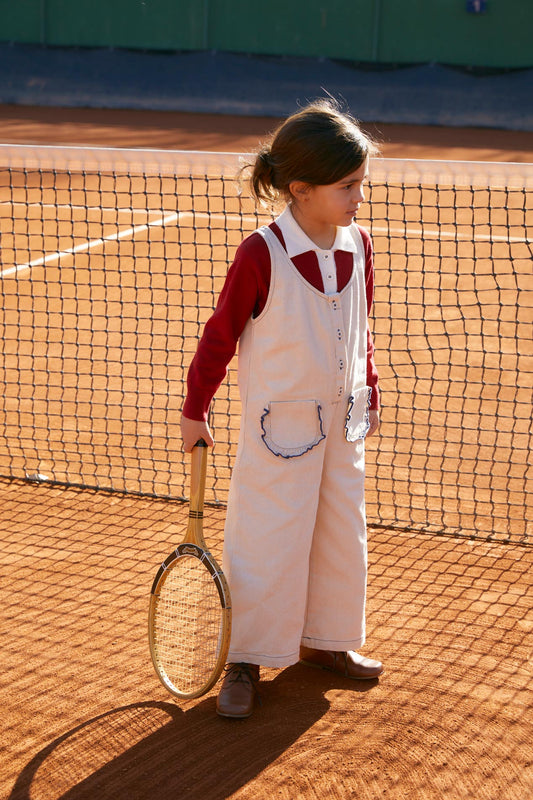 Ivory denim overall kid