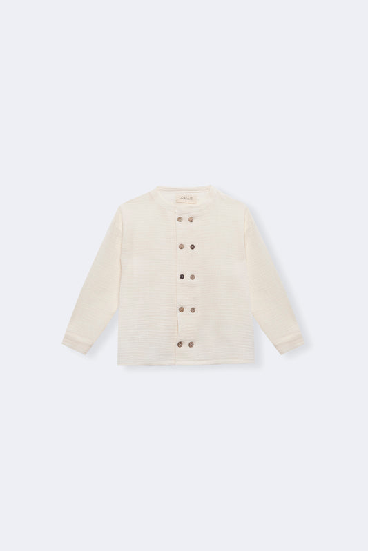 Camisa cruzada bambula cruda bebé