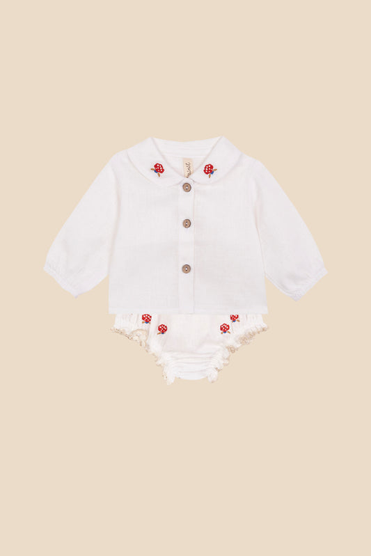 Set camisa y culetín lino bordado bebé