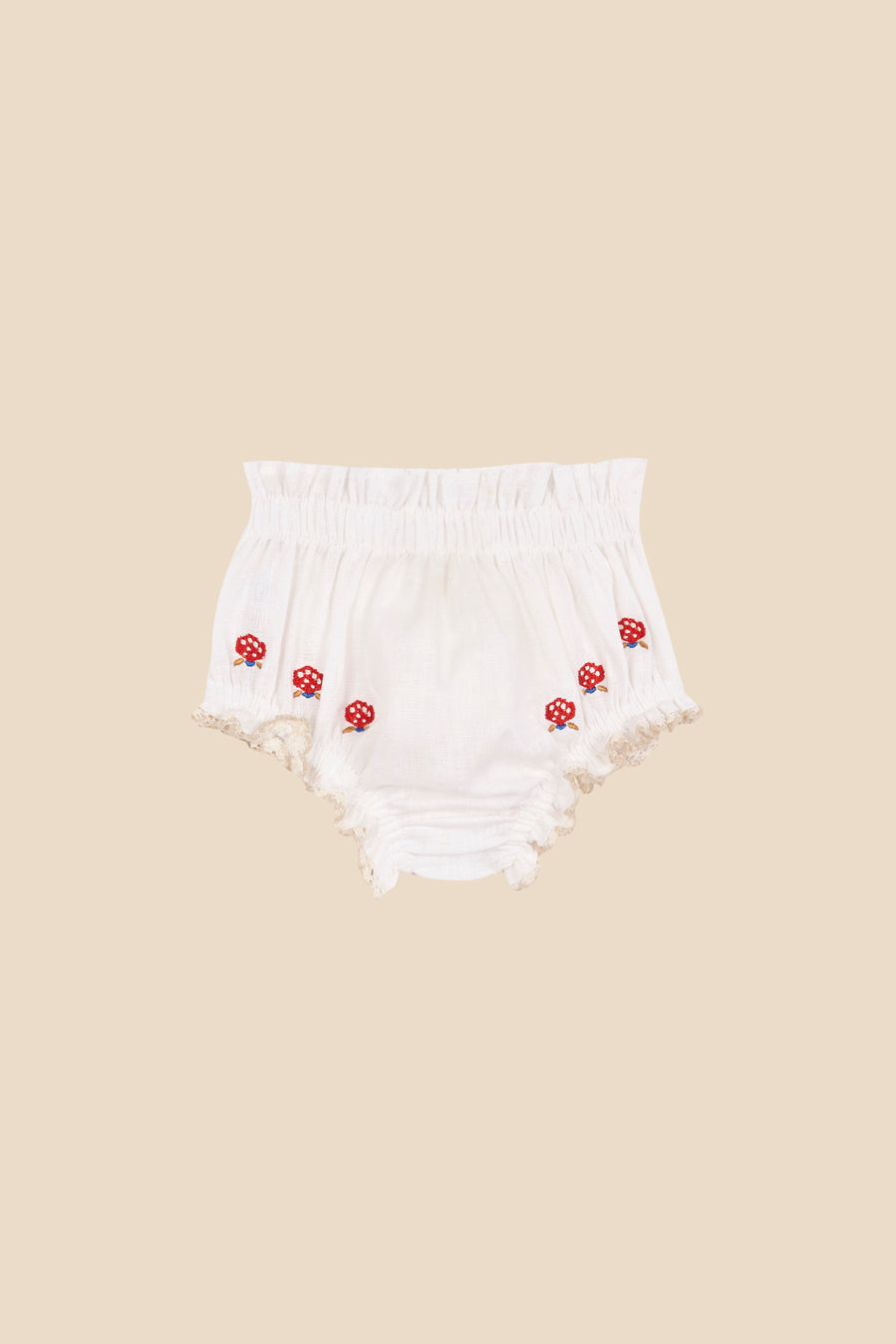 Linen embroidered blouse and bloomer set baby