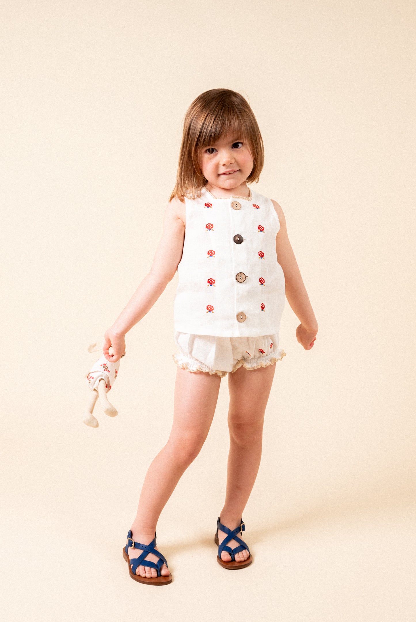 Linen embroidered high bloomer baby