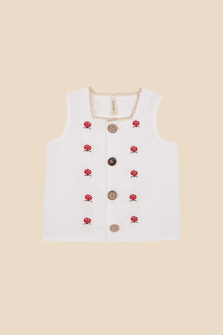 Linen embroidered top and bloomer set baby