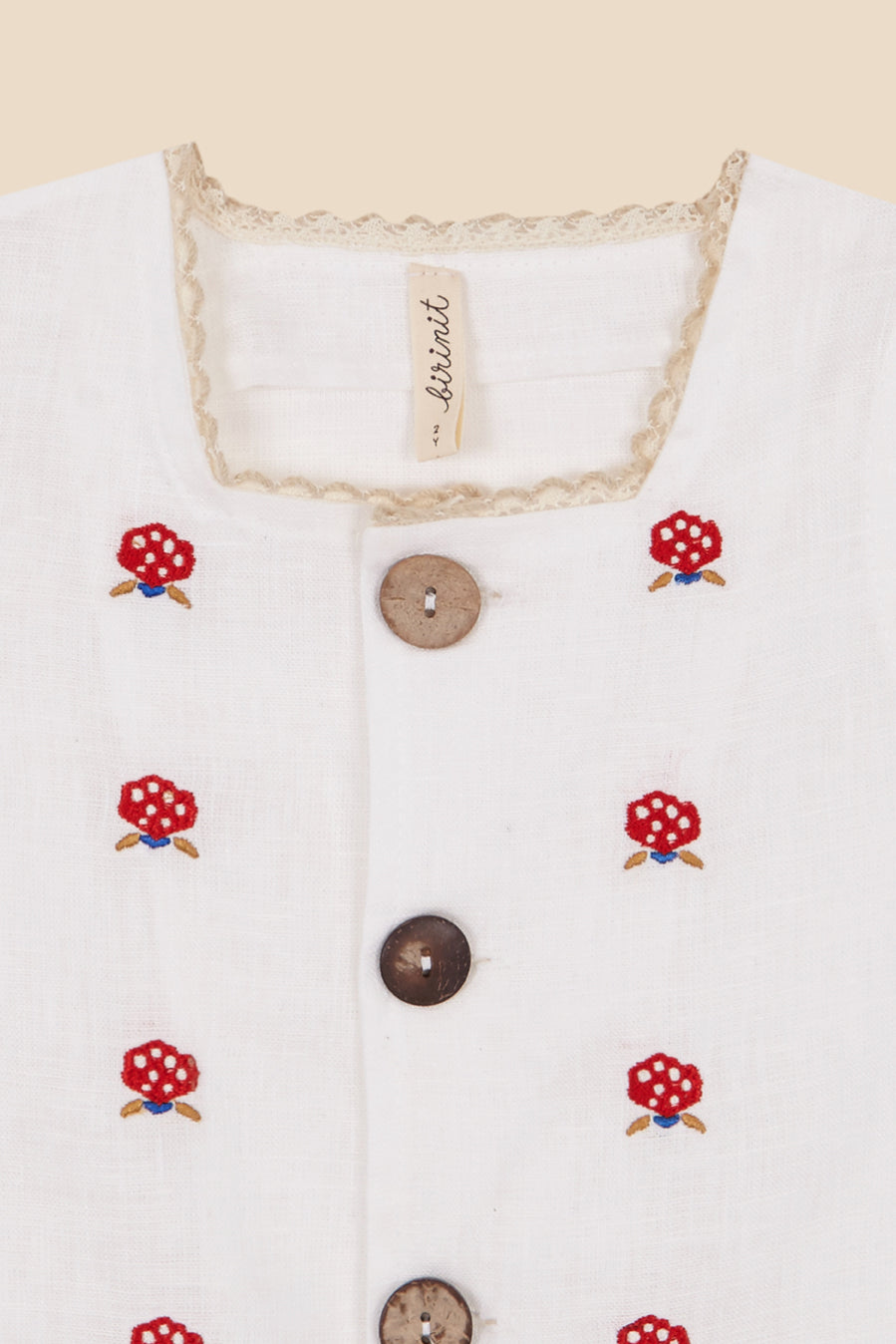 Linen embroidered top and bloomer set baby