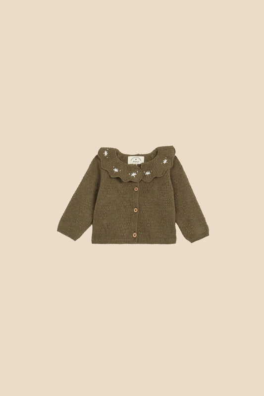 Chaqueta punto Verde bordada recién nacido