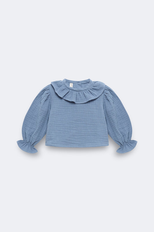 Camisa bambula azul Storm recién nacido