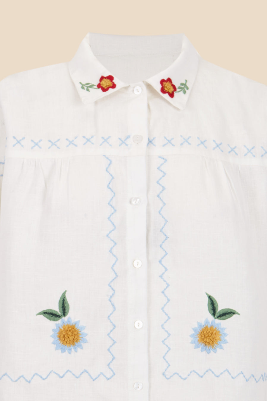 Camisa de mujer bordada O Barqueiro