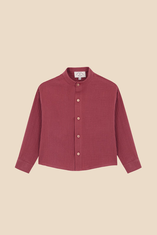 Camisa mao bambula Marsala bebé