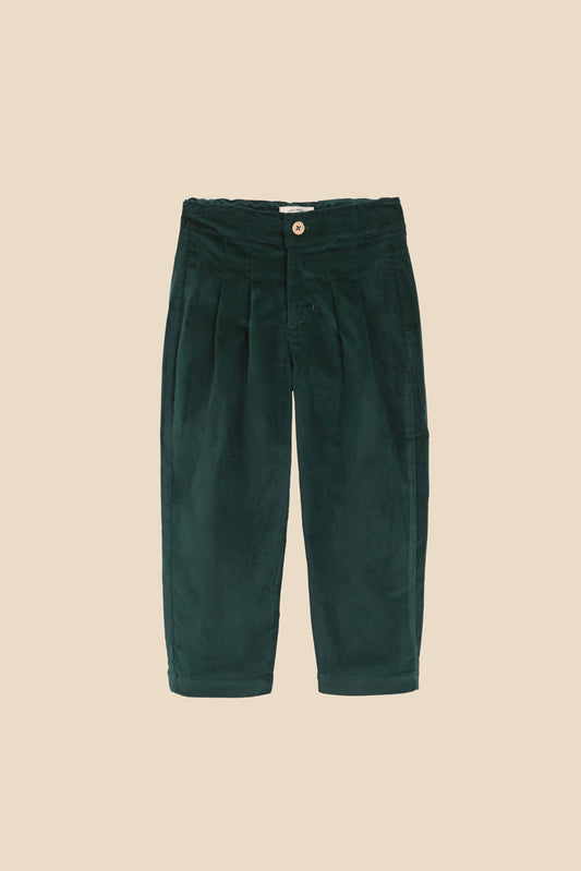 Pantalón pinzas velvet Verde bebé