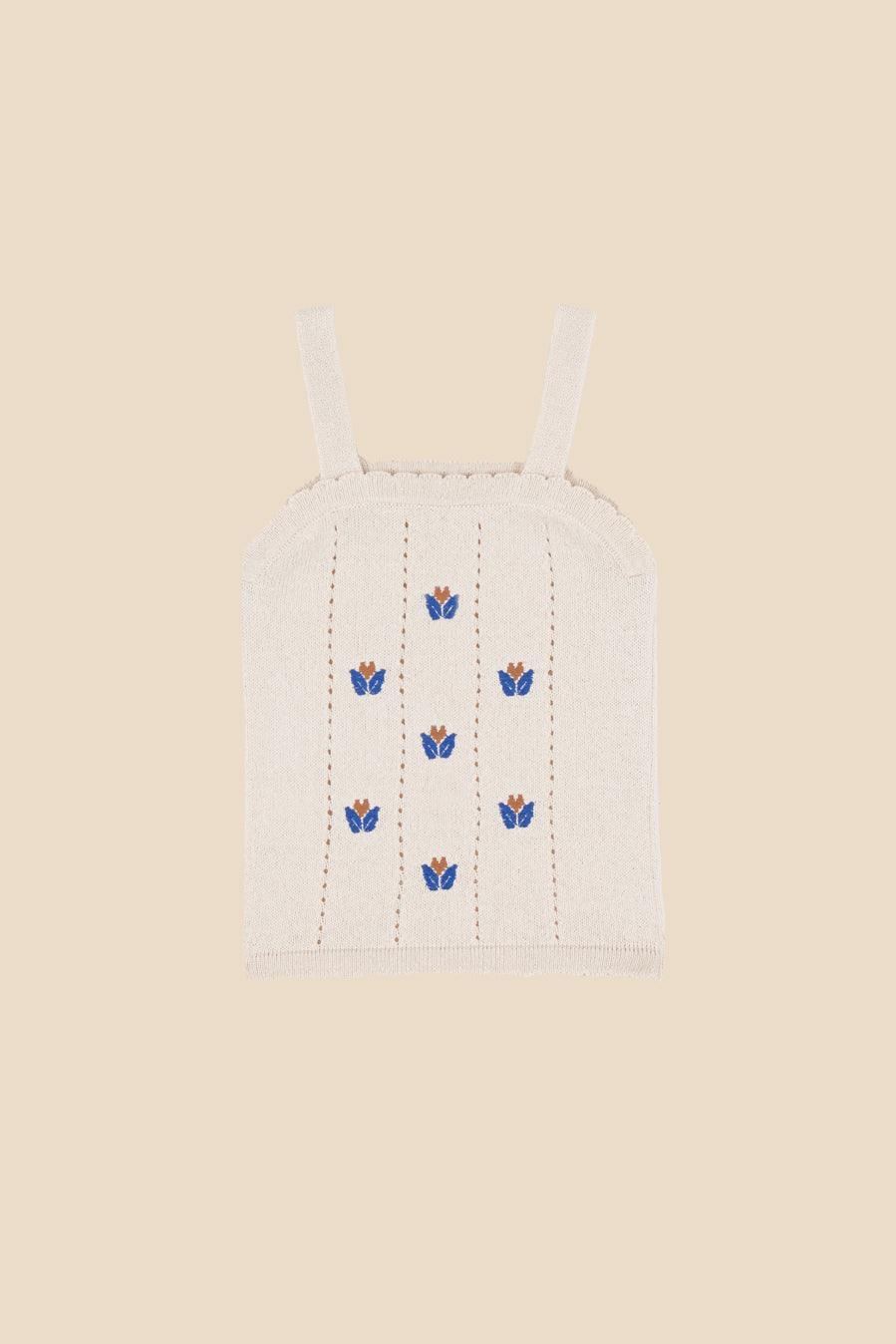 Knit top with floral embroidery girl