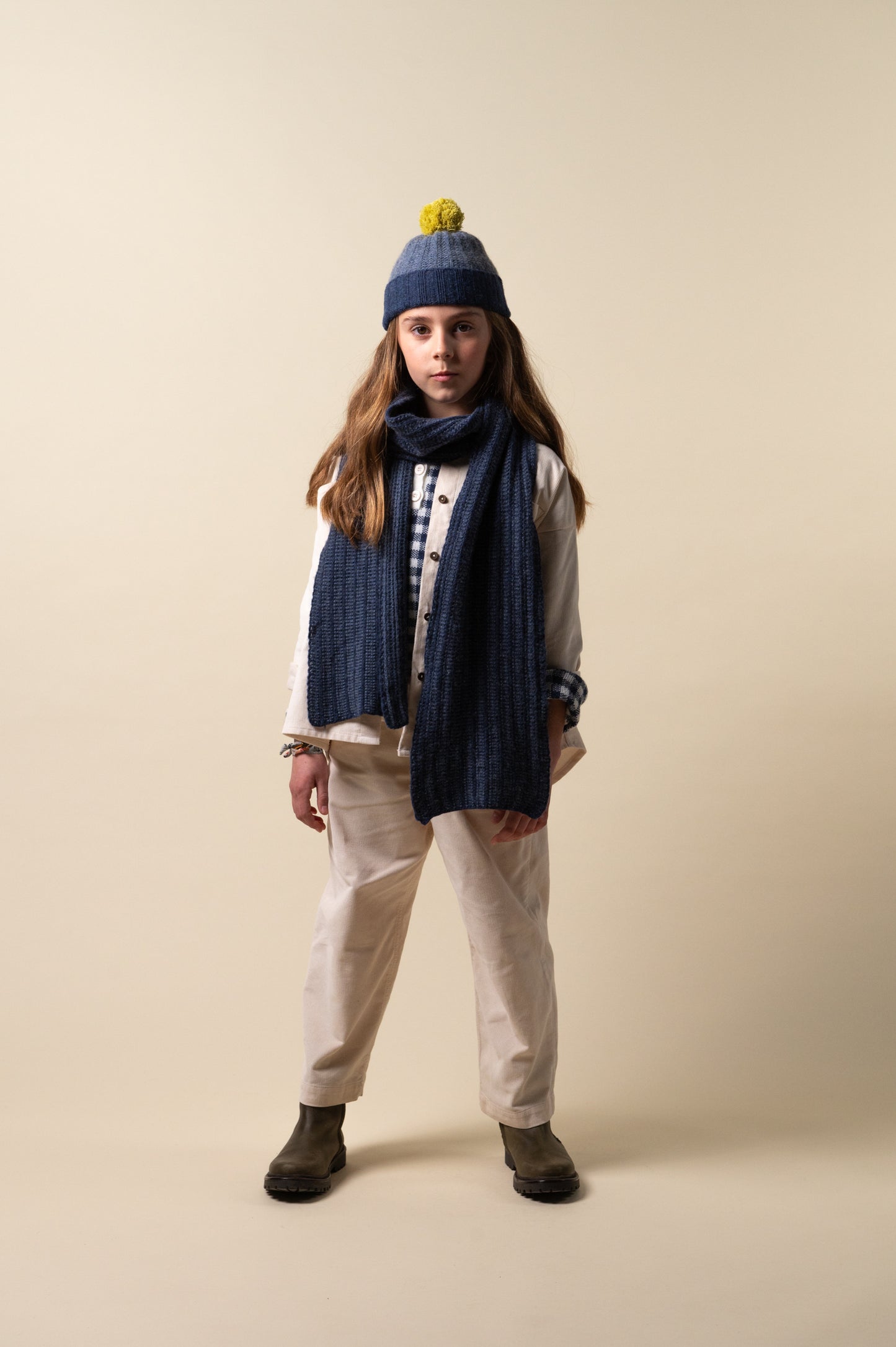 Blue knit hat girl