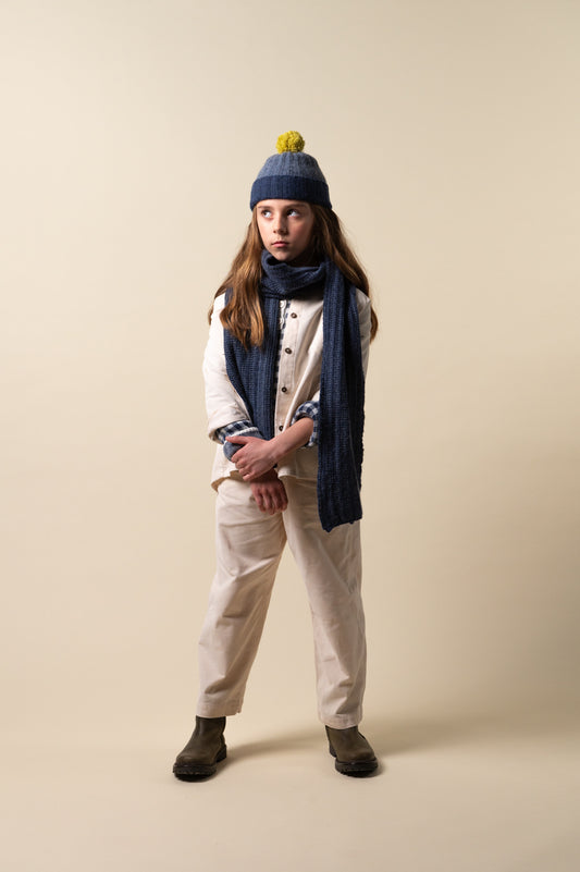 Blue knit scarf girl