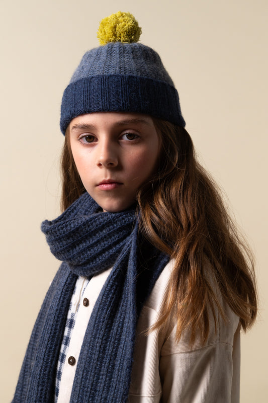 Blue knit hat girl