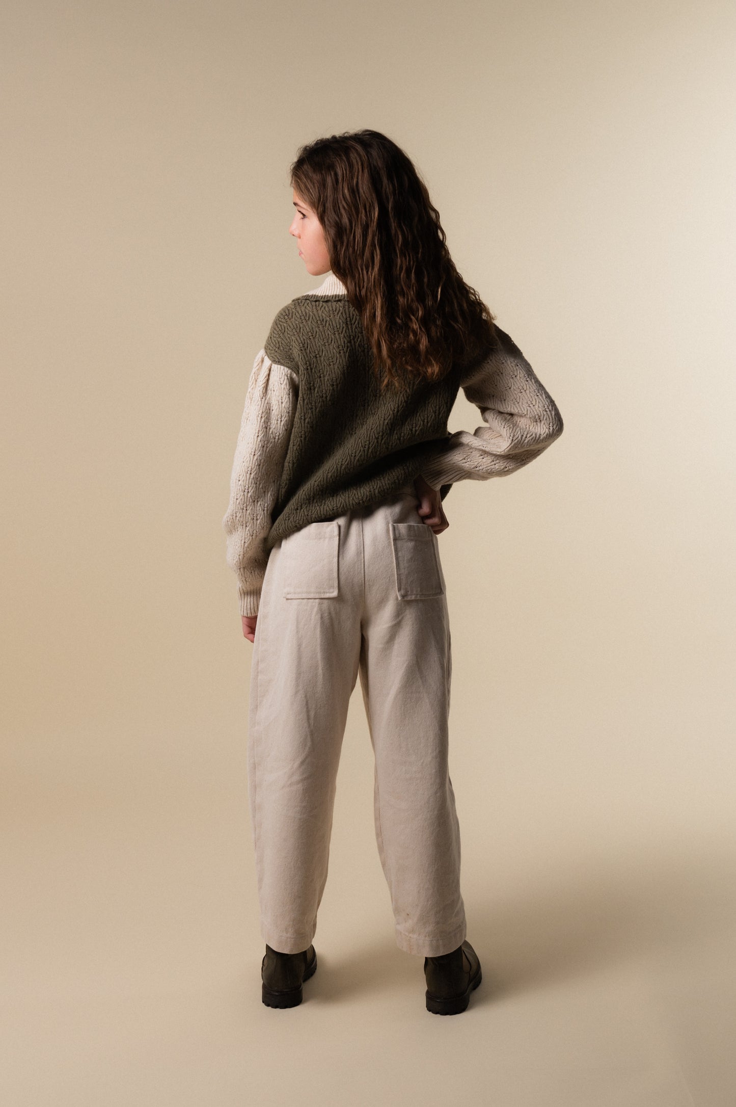 Ivory denim pants girl
