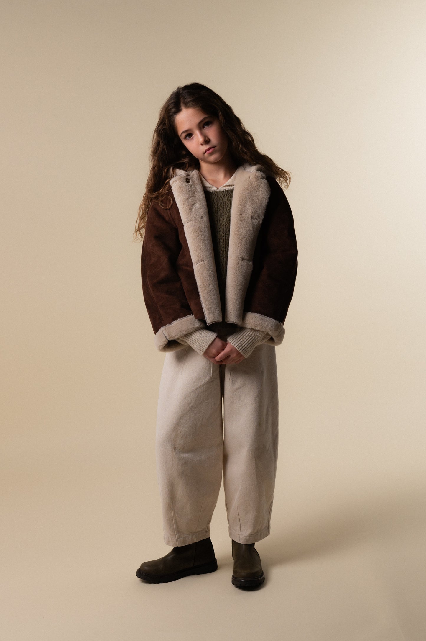 Ivory denim pants girl