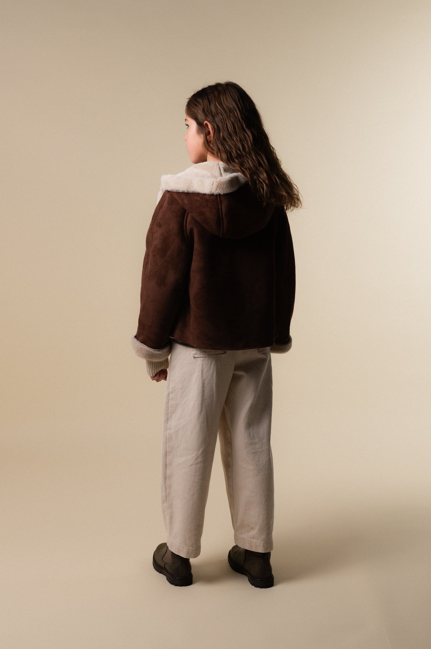 Chaquetón Van Gogh capucha marrón niña