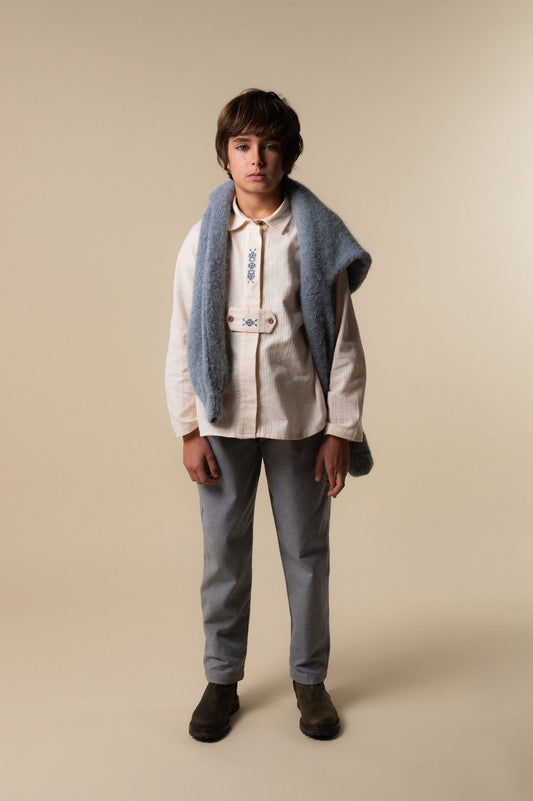 Ivory embroidered Austria shirt boy