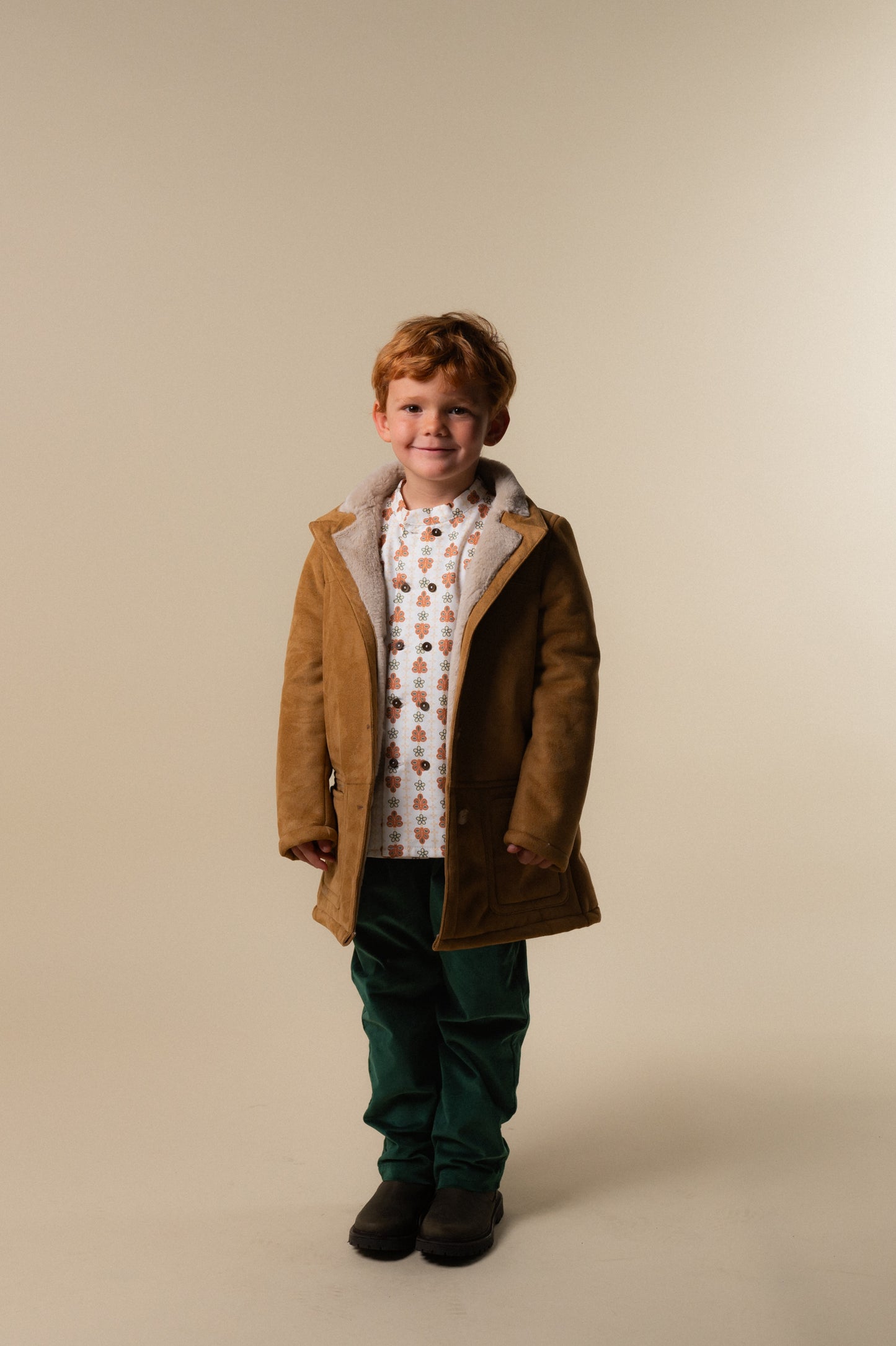 Green Antique velvet pleated pants boy
