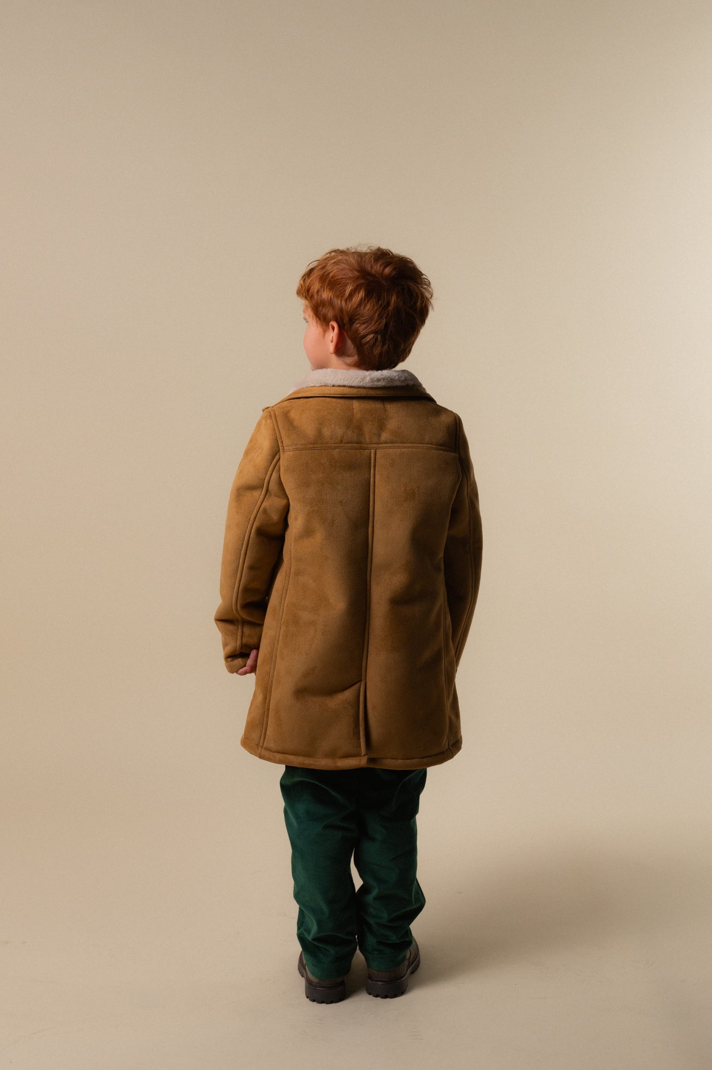 Green Antique velvet pleated pants boy