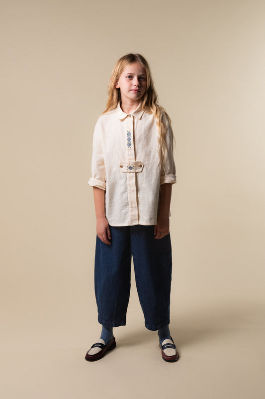 Camisa Austriaca bordada cruda niña