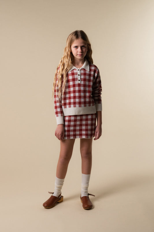 Jersey punto Biri vichy Russet niña