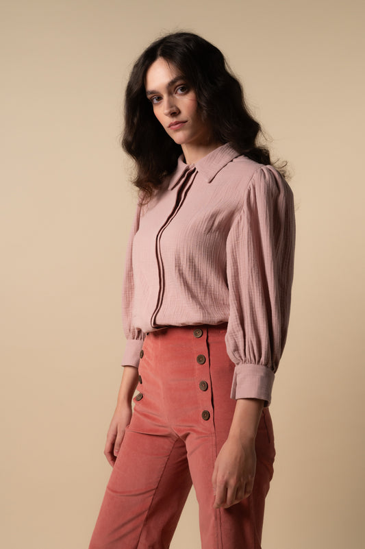 Woman bambula pink sand blouse