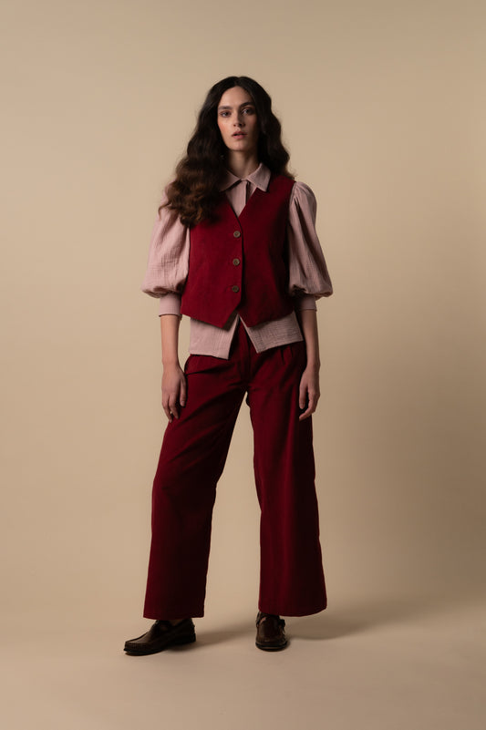 Woman Burgundy corduroy trousers