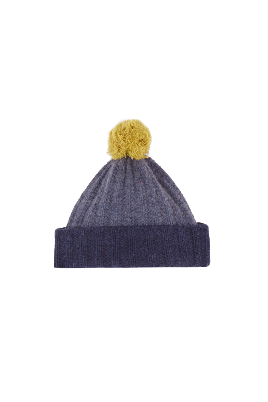 Blue knitted pompom hat