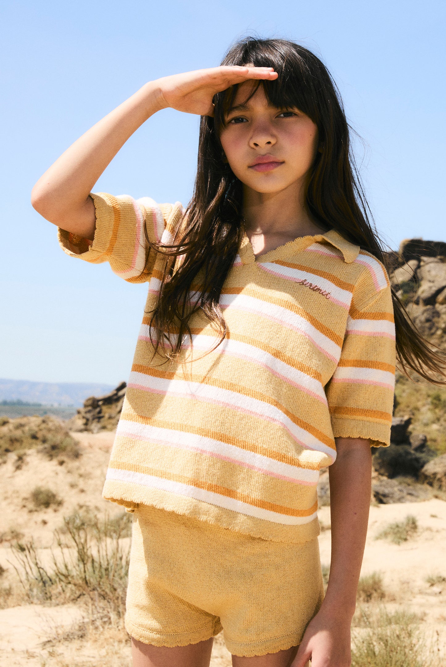 Polo punto rayas sand niña